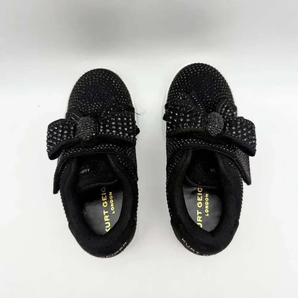 Kurt Geiger Girls London Mini Laney Sneakers US 6 M Black White Bow EUC